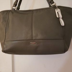 COACH PARK CARRIE LEATHER OLIVE GREEN TOTE